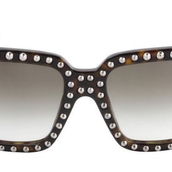 Prada Square Havana Studded Sunglasses - Picture 3 of 5
